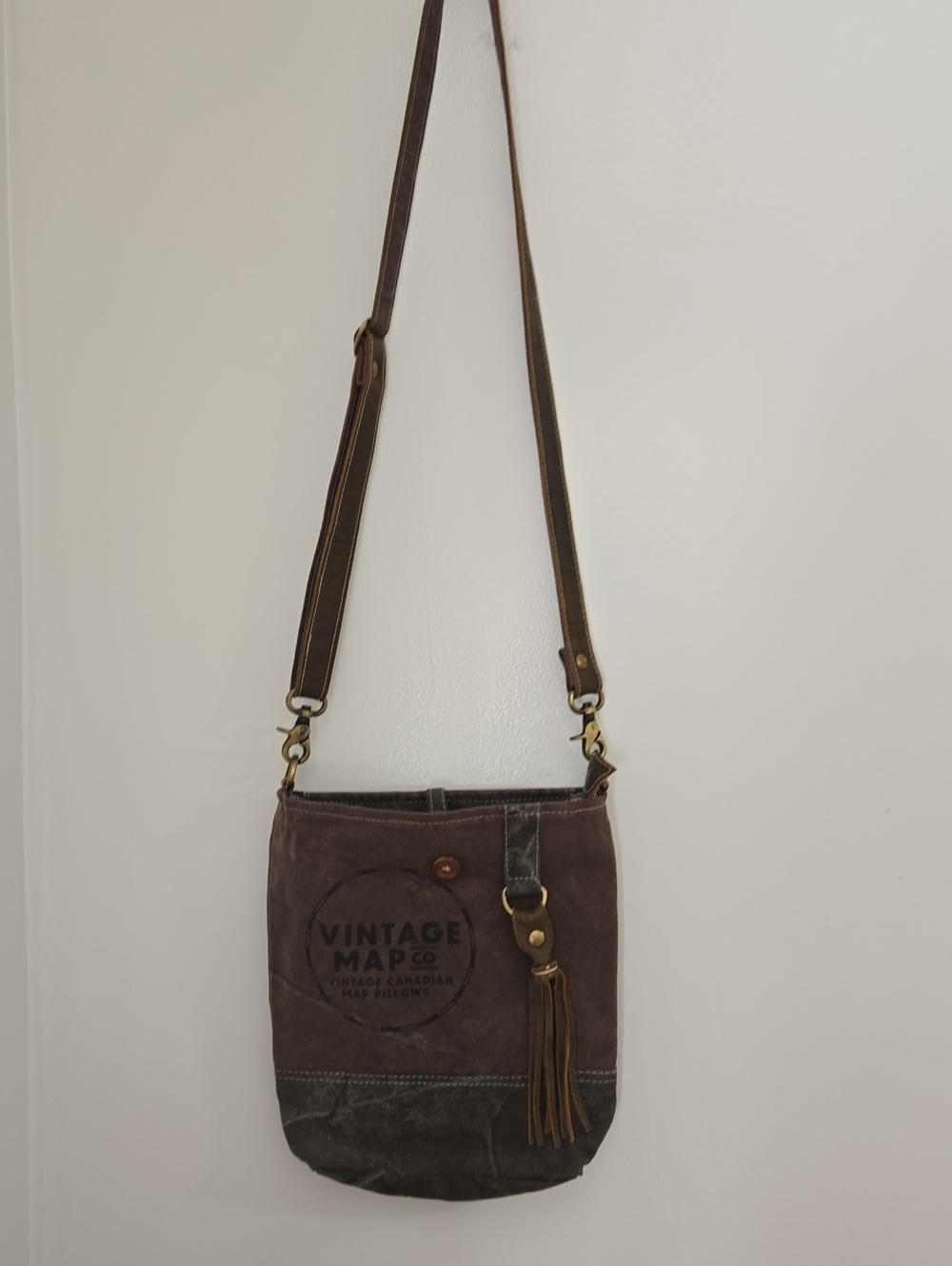 Vintage Map Co. Crossbody Shoulder Bag Boho Rugged Style Unique Canvas Bag